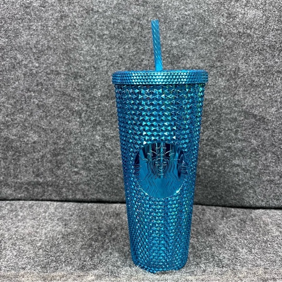 Starbucks Summer 2023 Blue Chrome Studded 24oz Venti Cold Cup Tumbler - NWOT - Picture 1 of 14